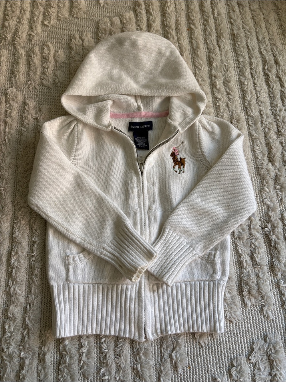 Polo Ralph Lauren 4T girls white cotton zip up sweater